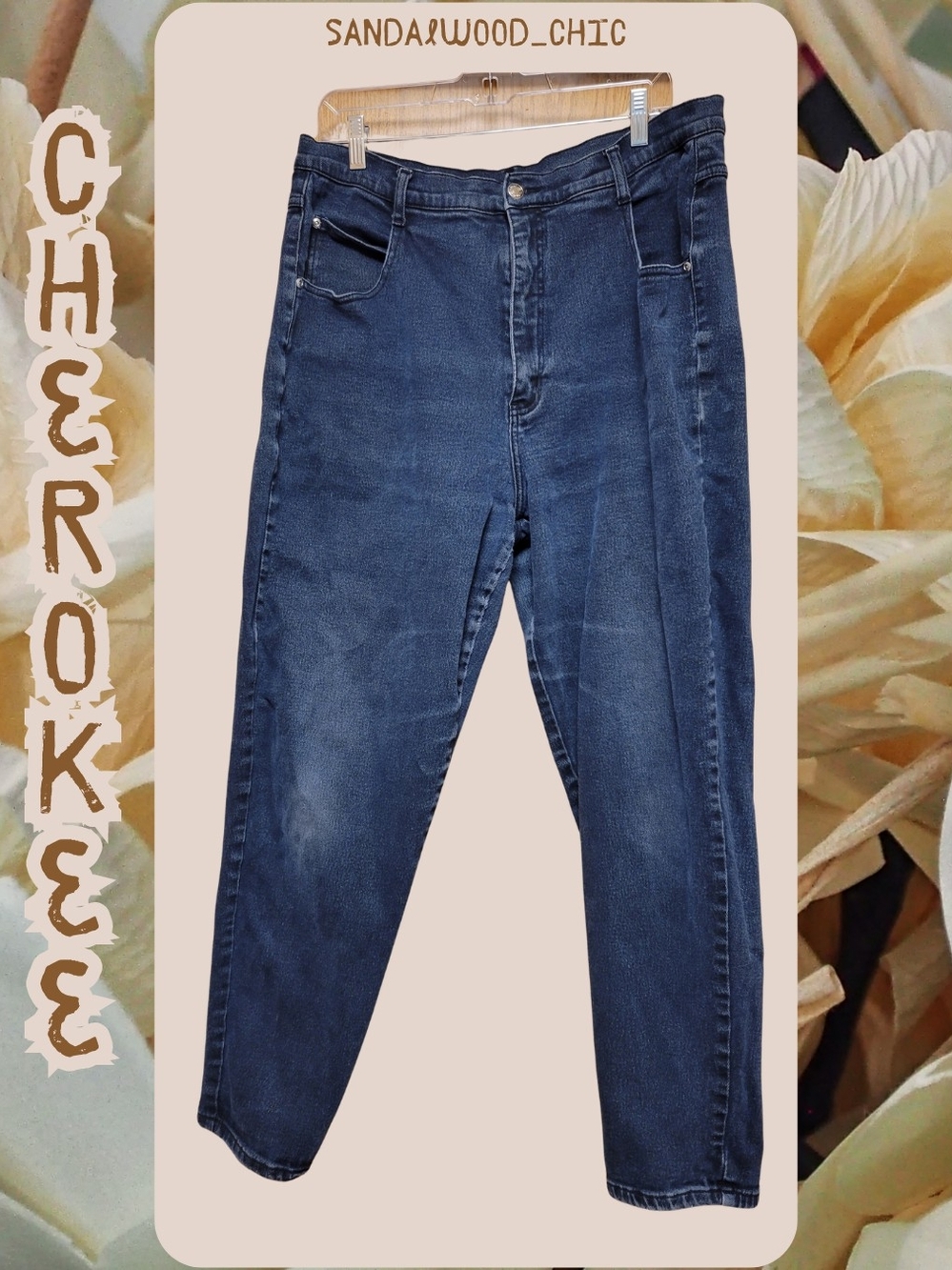 Cherokee Darker Blue Heavy Denim Jeans Vintage Style Workwear Casual Pants
